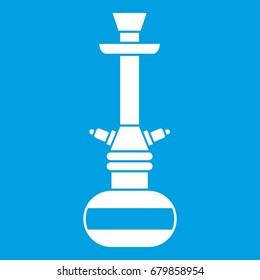 Arabic hookah icon white isolated on blue background vector illustration