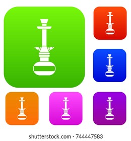 Arabic hookah set icon color in flat style isolated on white. Collection sings vector illustration