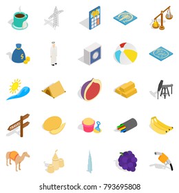 Arabic icons set. Isometric set of 25 arabic vector icons for web isolated on white background
