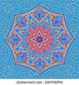 Arabic or indian floral pattern. Ornamental for Card for cafe, shop, print, banner, wedding invitation, book cover, certificate. Save the date. Arabic Dubai turkish Islam
