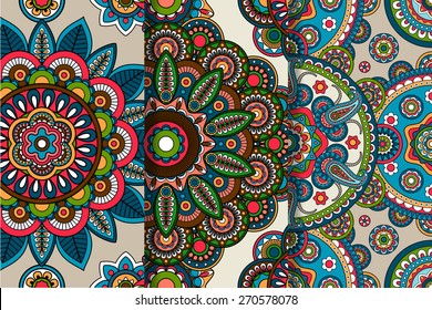 Arabic or Indian Vector Seamless Round Ornament Pattern Set