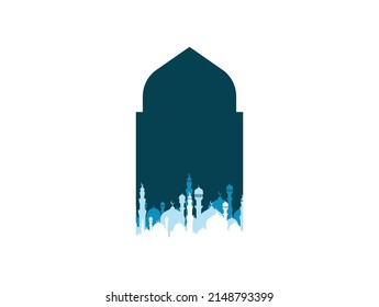 Arabic Islamic  arch window doors and mosque silhouette symbol isolated 