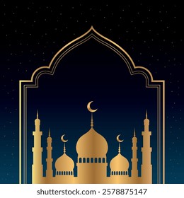 Arabic islamic background with arch and mosque