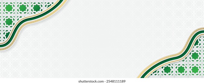 Fondo islámico árabe con color blanco, verde y dorado