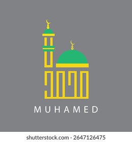 Arabic Islamic Calligraphy design Milad un Nabi al-Sharif greeting card, Translated: "The honorable Birth of Prophet Mohammad".Vector illustration

