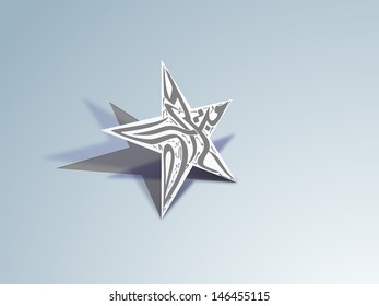 Arabic Islamic calligraphy of shiny text Eid Mubarak with star.