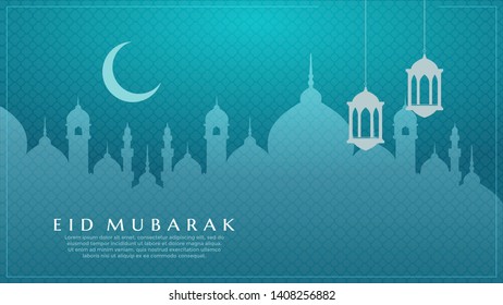 Gradient Blue Color Background Mosque Lantern Stock Vector (Royalty ...