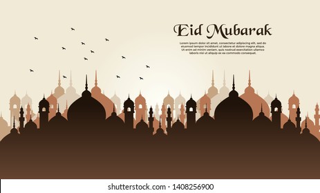 Arabic Islamic calligraphy of text Eid mubarak, islamic background