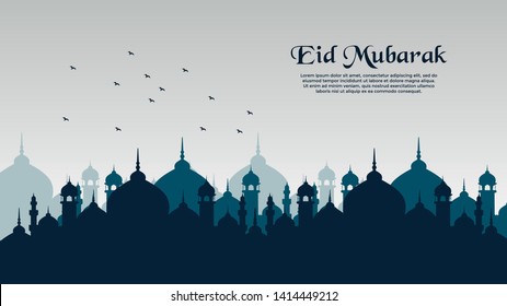 Arabic Islamic calligraphy of text Eid mubarak, islamic background