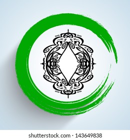 Arabic Islamic calligraphy of text Eid Mubarak on abstract blue background.