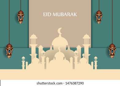 Arabic Islamic calligraphy of text eid adha Said translate (Happy Adha eid), you can use it for islamic occasions like Eid Ul Fitr and Eid Ul Adha. - Vector illustration