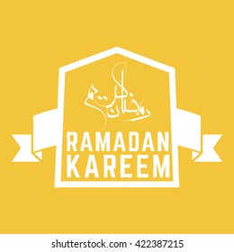 Arabic Islamic calligraphy of text Ramadan Kareem on abstract color background.  Badges vector 