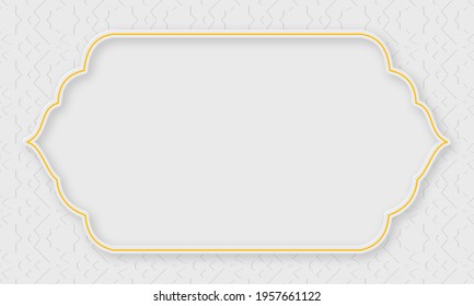 Arabic islamic elegant white and golden luxury ornamental banner with islamic pattern and decorative ornament border frame