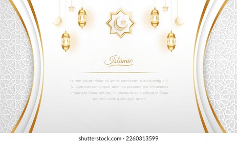 Arabic Islamic Elegant White and Golden Luxury Background