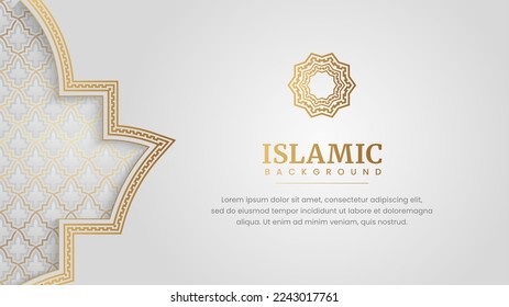 Arabic Islamic Elegant White Luxury Frame Ornament Border Background	