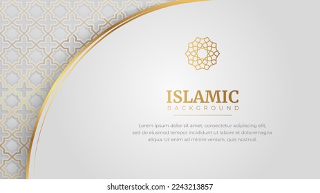 Arabic Islamic Elegant White Luxury Frame Ornament Background