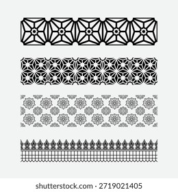 Arabic Islamic Geometric Border Set with Traditional United Arab Emirates Ornaments