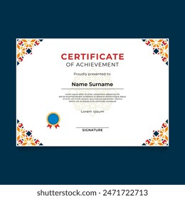 Arabic and Islamic Geometric Certificate Template Design