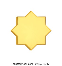 Arabic islamic golden shape for muslim design. 3d border icon. Frame text box . Vector realistic illustration