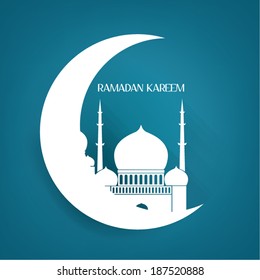 Arabic Islamic Mosque Vector Design; Translation (Ramadan Kareem): Happy Ramadan; Greetings
