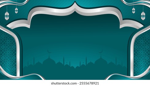 Arabic islamic ramadan kareem mandala ornamental flyer banner with ramadhan lantern eid al fitr