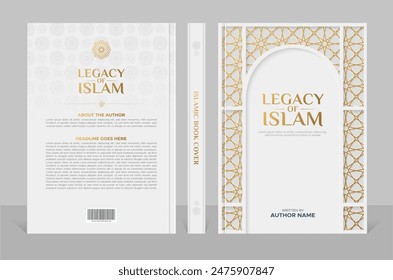 Arabic Islamic style A4 size book cover design with Arabic pattern and ornamental frames