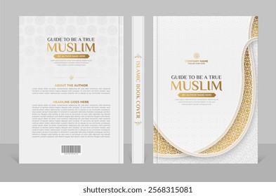 Arabic Islamic Style A4 size book cover design with intricated Arabic border and pattern