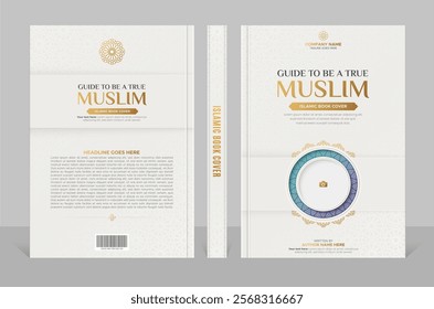 Arabic Islamic Style A4 size book cover design with intricated Arabic border and pattern