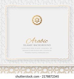 Arabic Islamic Style White and Golden Luxury Ornamental Background with Islamic Pattern