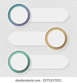 Arabic Islamic text box title frame border infographic set