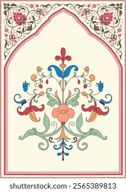 Arabic or Islamic Traditional floral frame set , Illustration for Arabic floral frame Traditional Islamic multicolor multicolor bundle design 