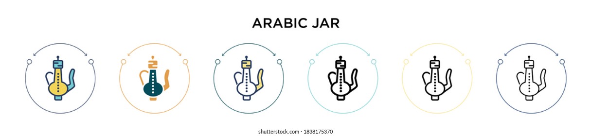 Arabic jar icon in filled, thin line, outline and stroke style. Vector illustration of two colored and black arabic jar vector icons designs can be used for mobile, ui, web