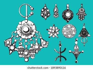 Arabic Jewelry Amazigh Touareg Vector