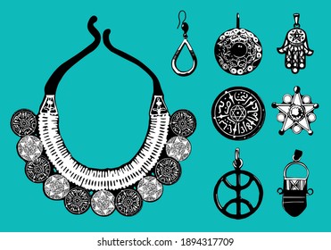 Arabic Jewelry Vector of Moroccan woman