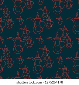 Arabic kettle pattern. Line art geometric style.