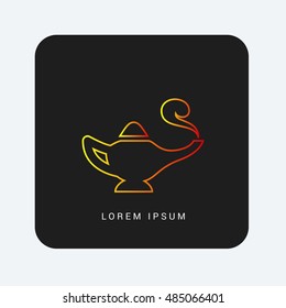 Arabic Lamp Red & Orange gradient attractive line thin icon / logo design