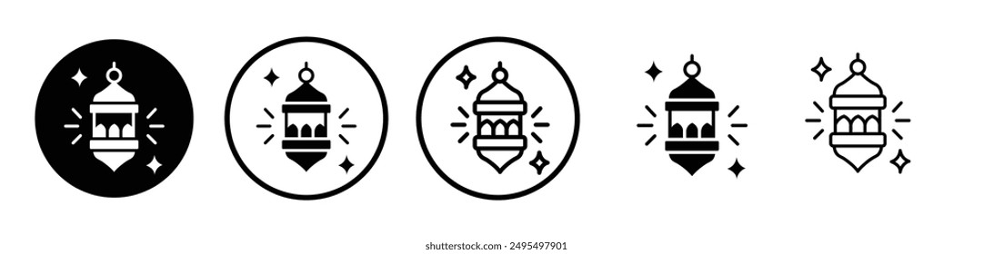 Arabic Lamp vector icon set in black and white color.