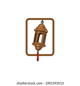 arabic lamp vector illustration. good for islamic ramadan celebration template. flat color hand-drawn style.