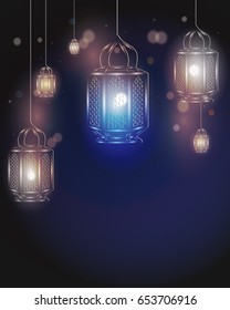 Arabic lamps with light for ramadan.