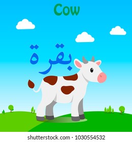 Arabic Language Word Alphabet Animal Vector Baqara, Meaning the Cow