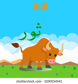 Arabic Language Word Alphabet Animal Vector Thur, Meaning the Bull