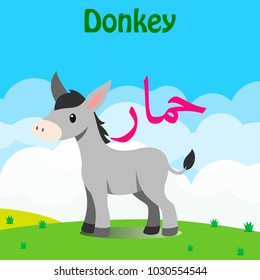 Arabic Language Word Alphabet Animal Vector Himar, Meaning the Donkey