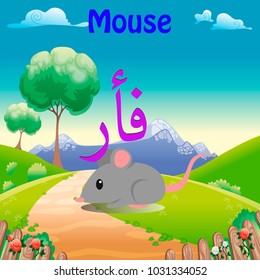 Arabic Language Word Alphabet Animal Vector Fiir, Meaning the Mouse