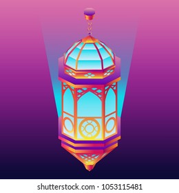 Arabic Lantern for Celebrating Ramadan in Gradient Isometric Style 1