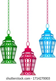 Arabische Laterne in verschiedenen Farben für Ramadan Kareem