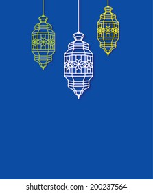 Arabic Lantern hanging on blank background