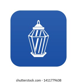 Arabic lantern icon digital blue for any design isolated on white vector illustration