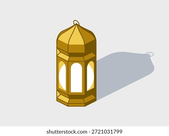 Ilustración vectorial isométrica de linterna árabe con sombra
