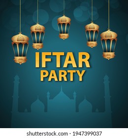 Arabic lantern of ramadan kareem with golden
