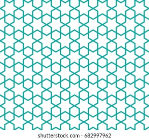 Arabic lattice geometric seamless pattern, background, vector illustration